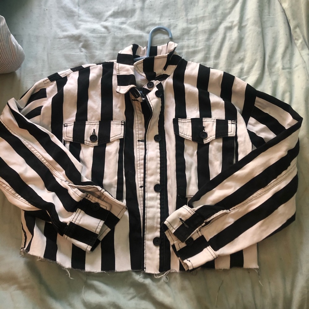 Topshop cropped stripped jacket